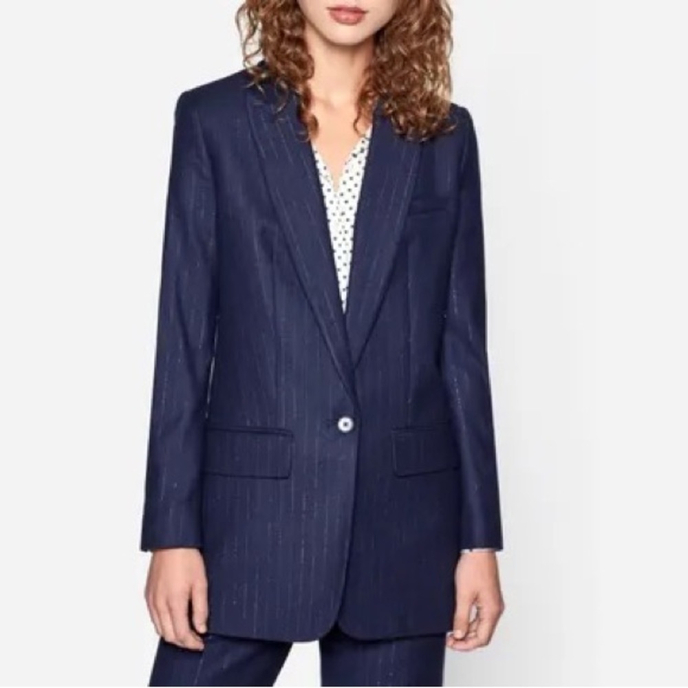 Equipment Jeanne Navy Metallic stripe blazer size 2